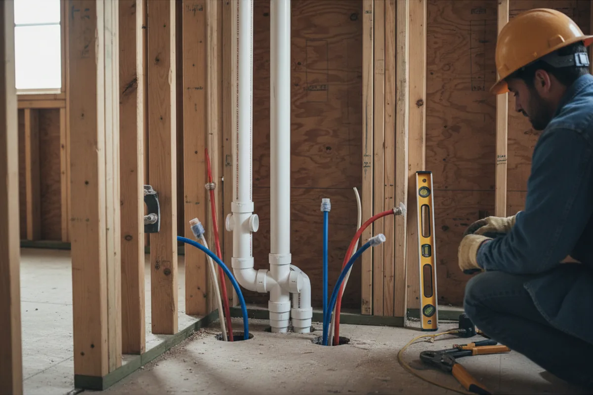 Drain and supply rough-in during Sump Pump Repair in West Nyack