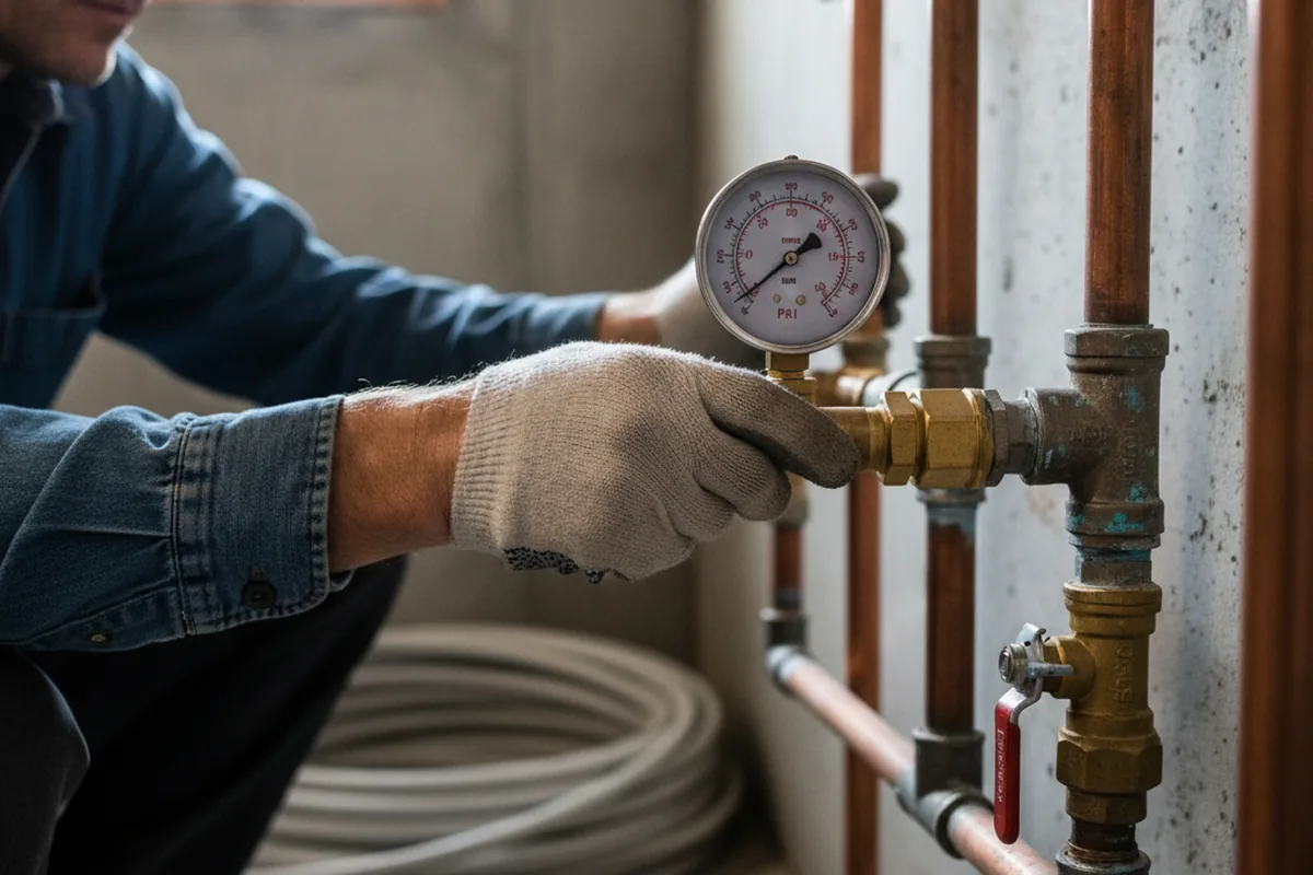 Pressure testing a repaired line during Water Line Repair in West Nyack